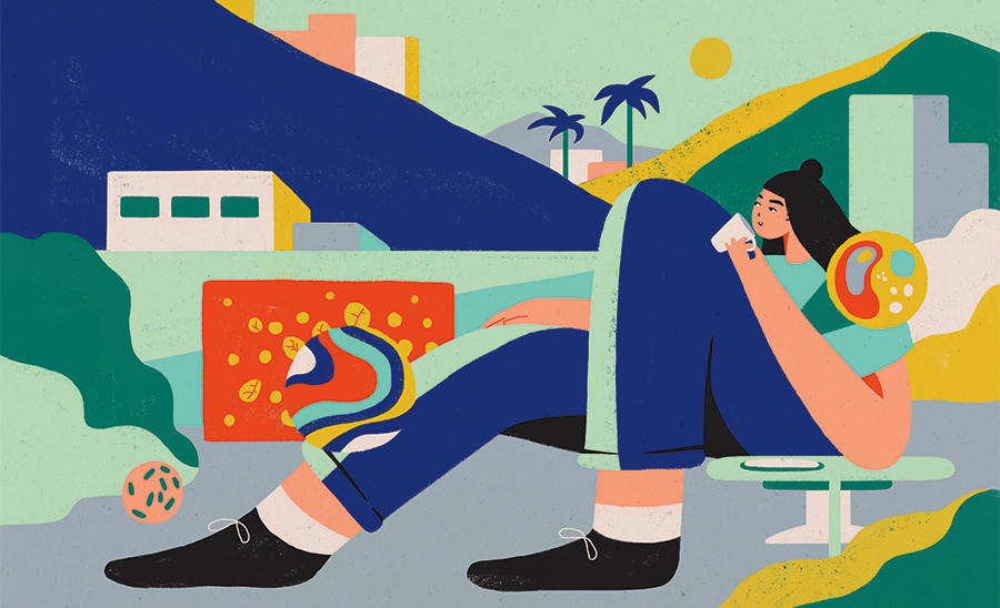 Illustration of a woman reclining.