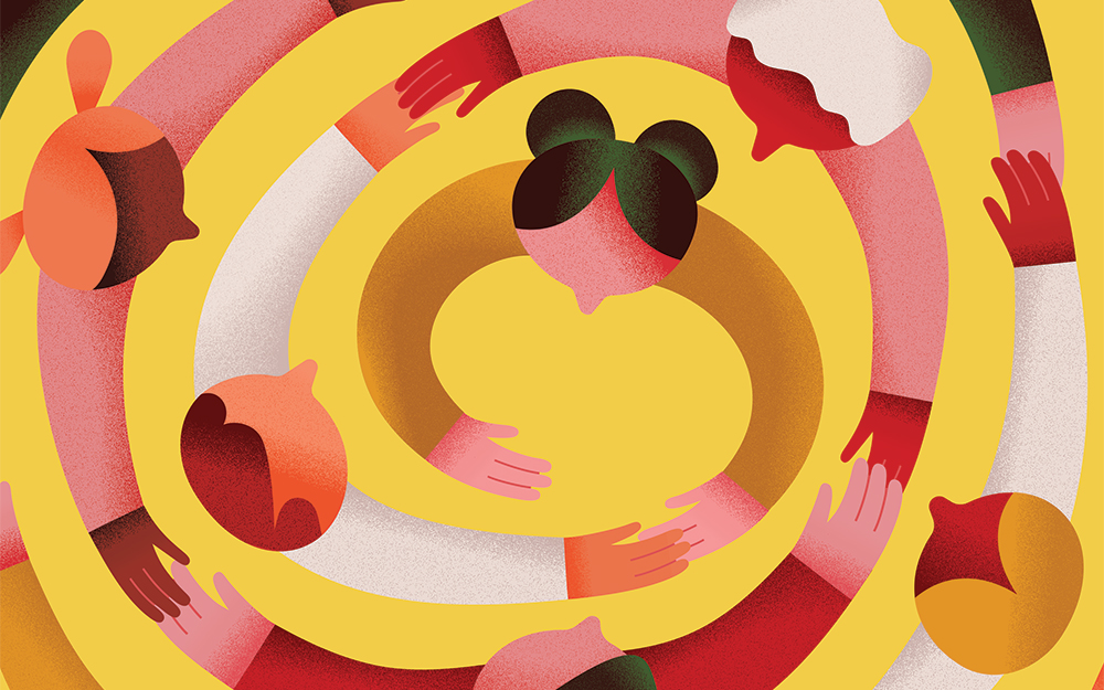 Illustration of people holding hands