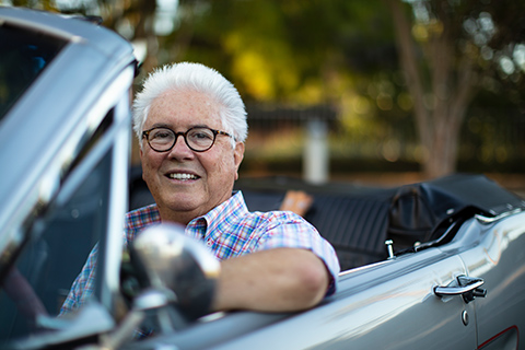 Paul Giordano sitting in his car.
